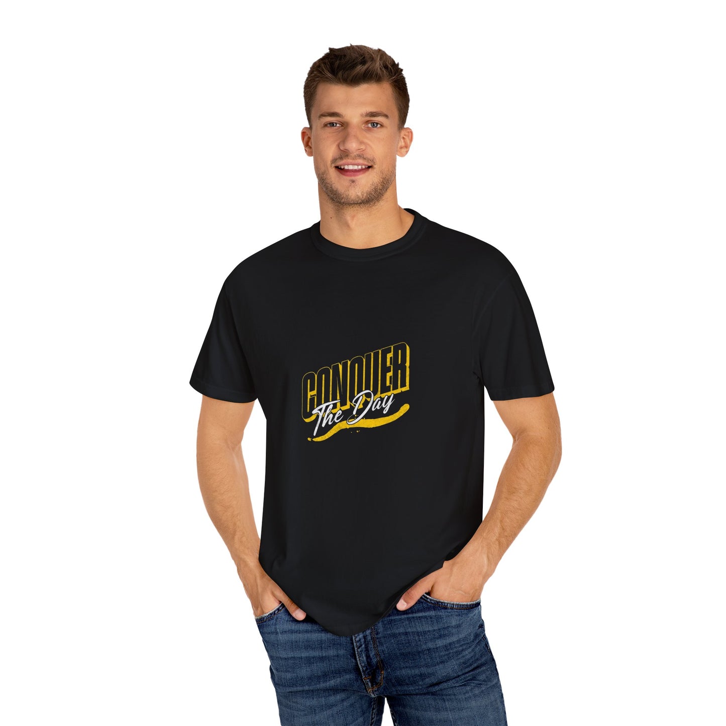 "Conquer the Day" Motivational Unisex Garment-Dyed T-Shirt