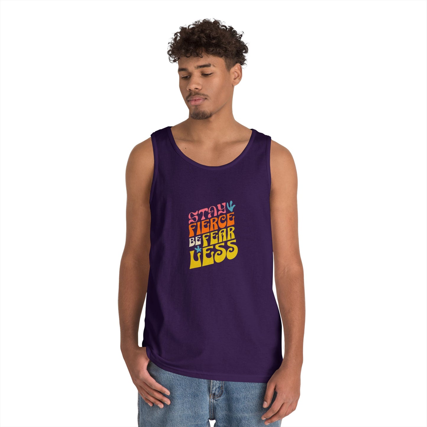 Stay Fierce Unisex Heavy Cotton Tank Top | Motivational Workout Shirt, Summer Wear, Inspirational Gift, Casual Everyday Top, Fitness Apparel
