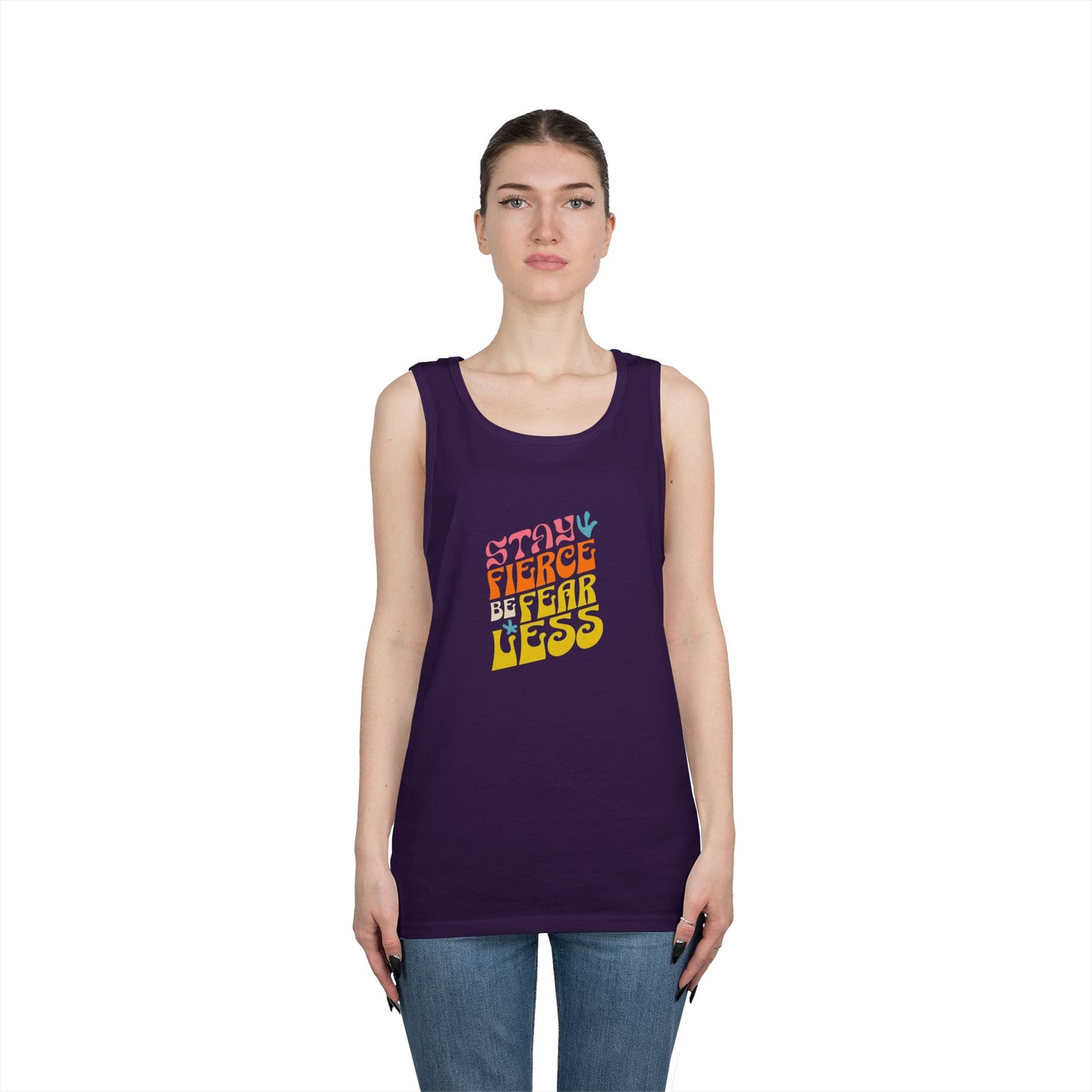 Stay Fierce Unisex Heavy Cotton Tank Top | Motivational Workout Shirt, Summer Wear, Inspirational Gift, Casual Everyday Top, Fitness Apparel