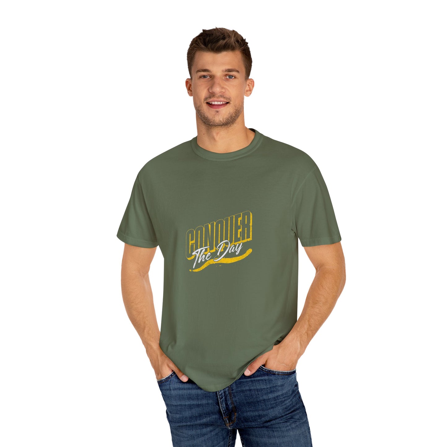 "Conquer the Day" Motivational Unisex Garment-Dyed T-Shirt