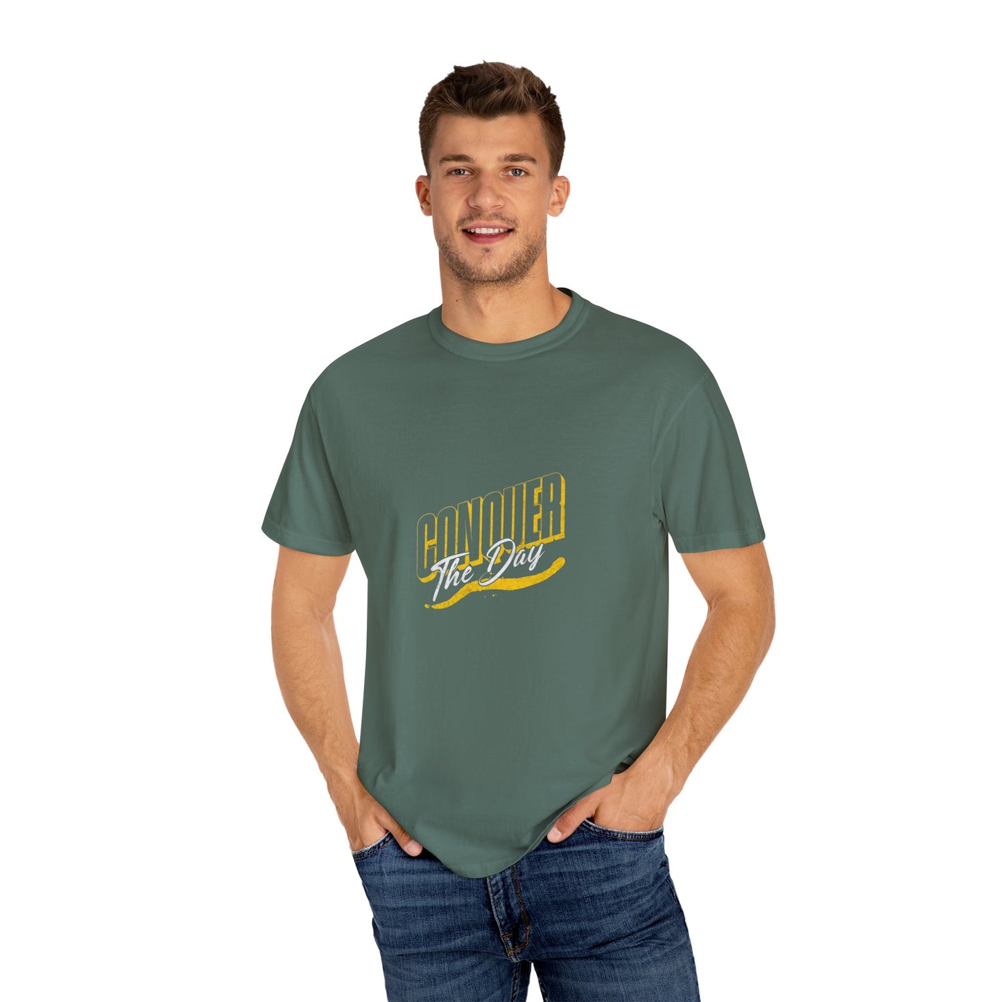 "Conquer the Day" Motivational Unisex Garment-Dyed T-Shirt