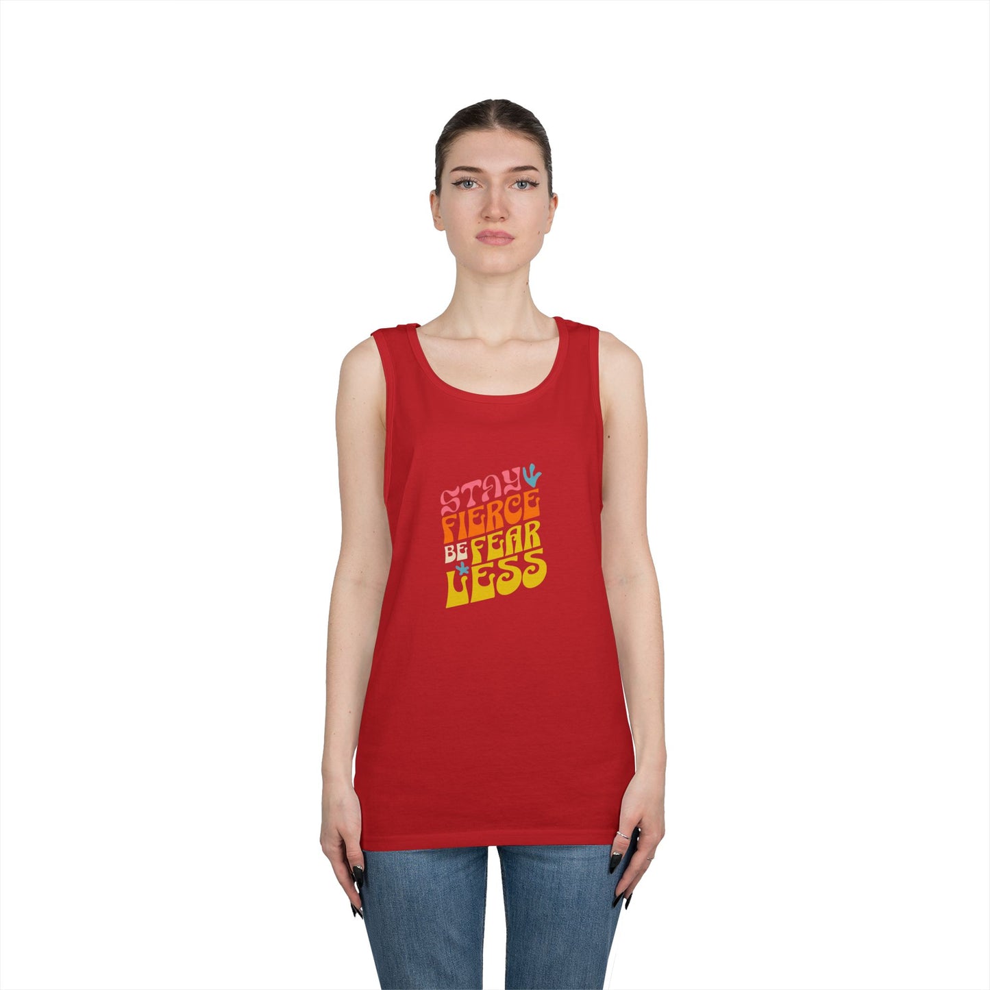 Stay Fierce Unisex Heavy Cotton Tank Top | Motivational Workout Shirt, Summer Wear, Inspirational Gift, Casual Everyday Top, Fitness Apparel