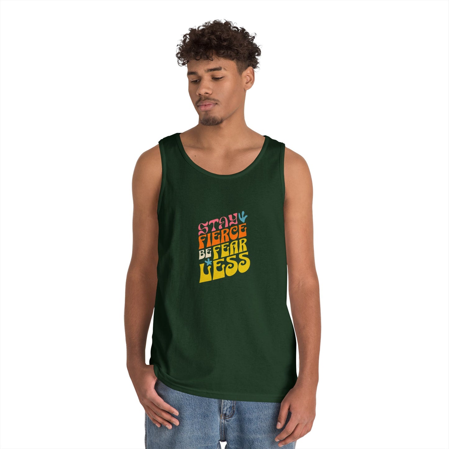 Stay Fierce Unisex Heavy Cotton Tank Top | Motivational Workout Shirt, Summer Wear, Inspirational Gift, Casual Everyday Top, Fitness Apparel