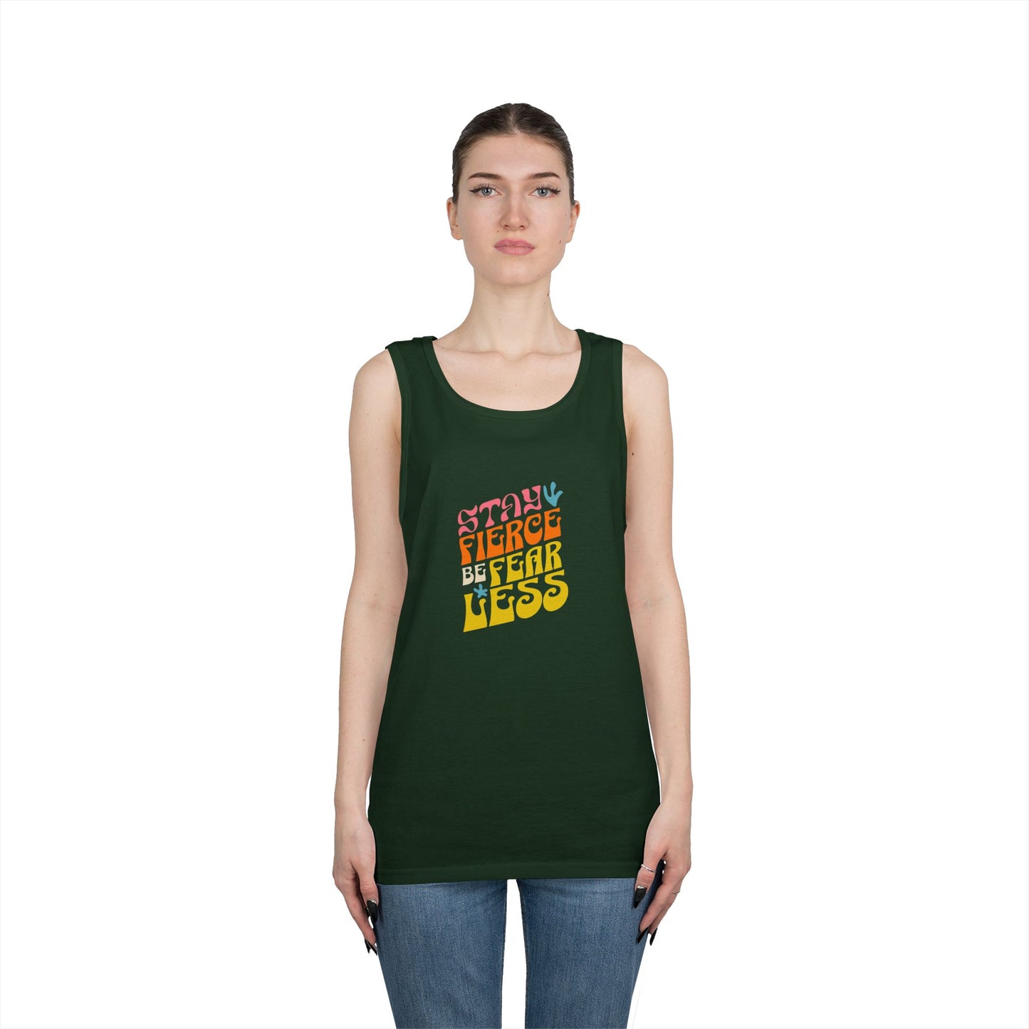 Stay Fierce Unisex Heavy Cotton Tank Top | Motivational Workout Shirt, Summer Wear, Inspirational Gift, Casual Everyday Top, Fitness Apparel