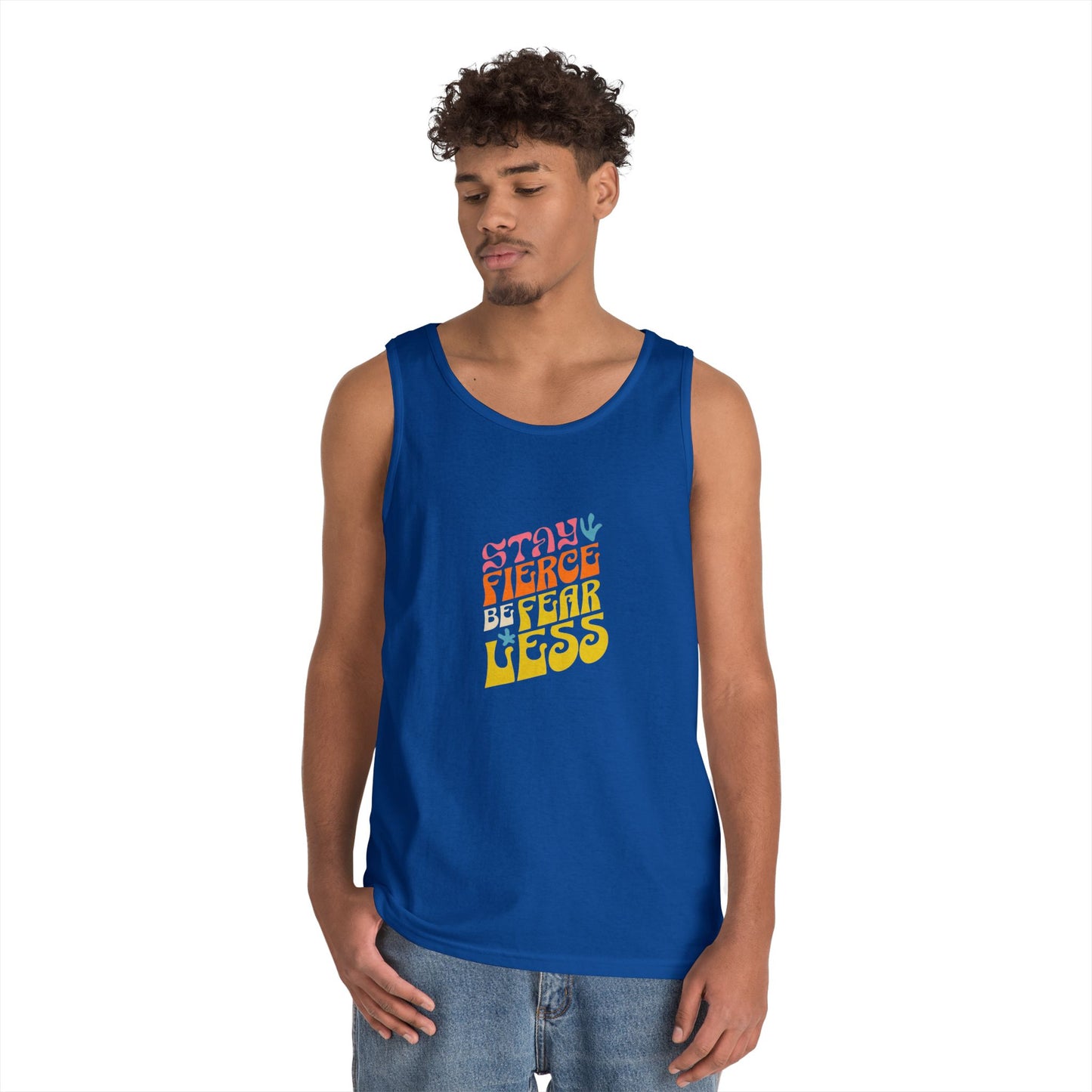 Stay Fierce Unisex Heavy Cotton Tank Top | Motivational Workout Shirt, Summer Wear, Inspirational Gift, Casual Everyday Top, Fitness Apparel