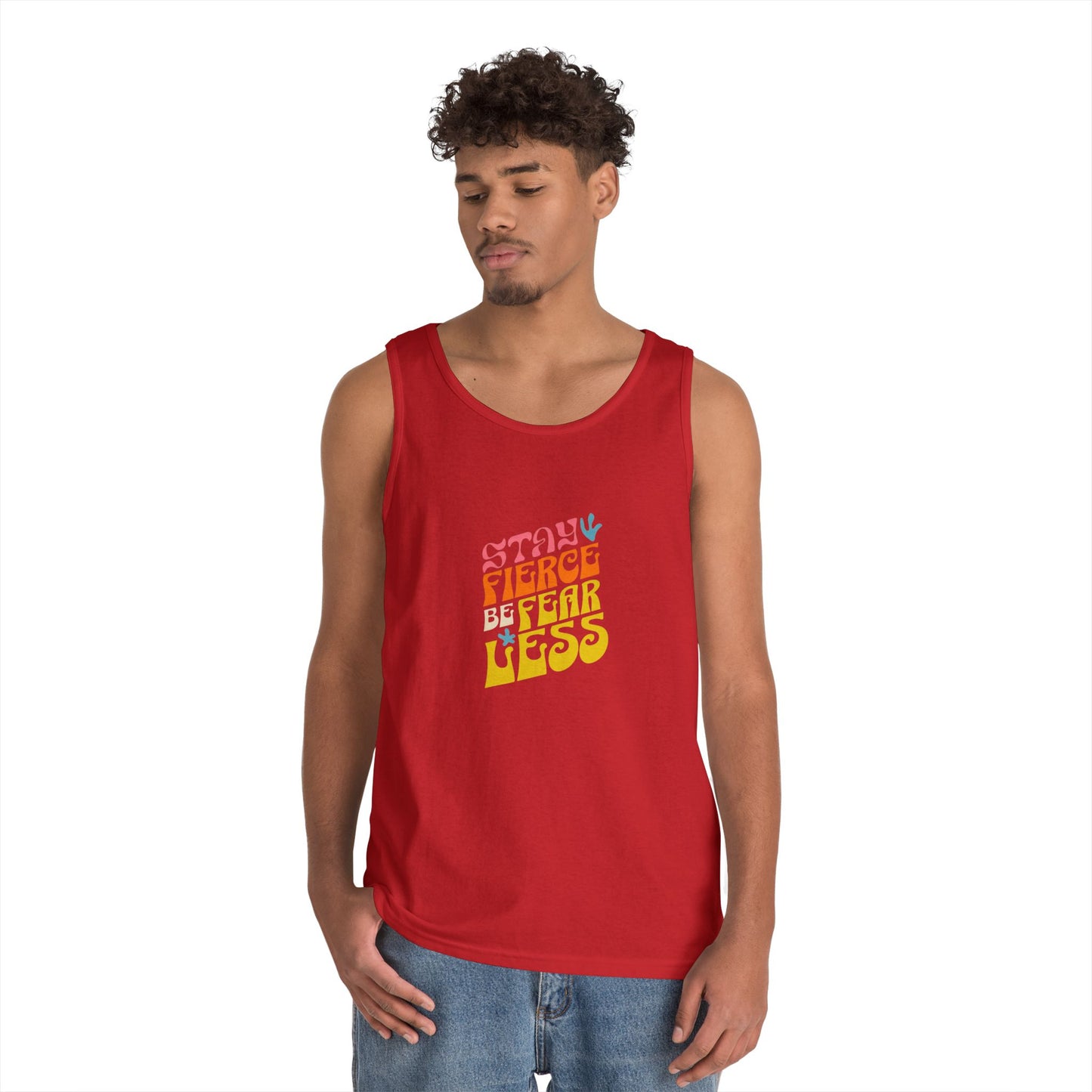 Stay Fierce Unisex Heavy Cotton Tank Top | Motivational Workout Shirt, Summer Wear, Inspirational Gift, Casual Everyday Top, Fitness Apparel