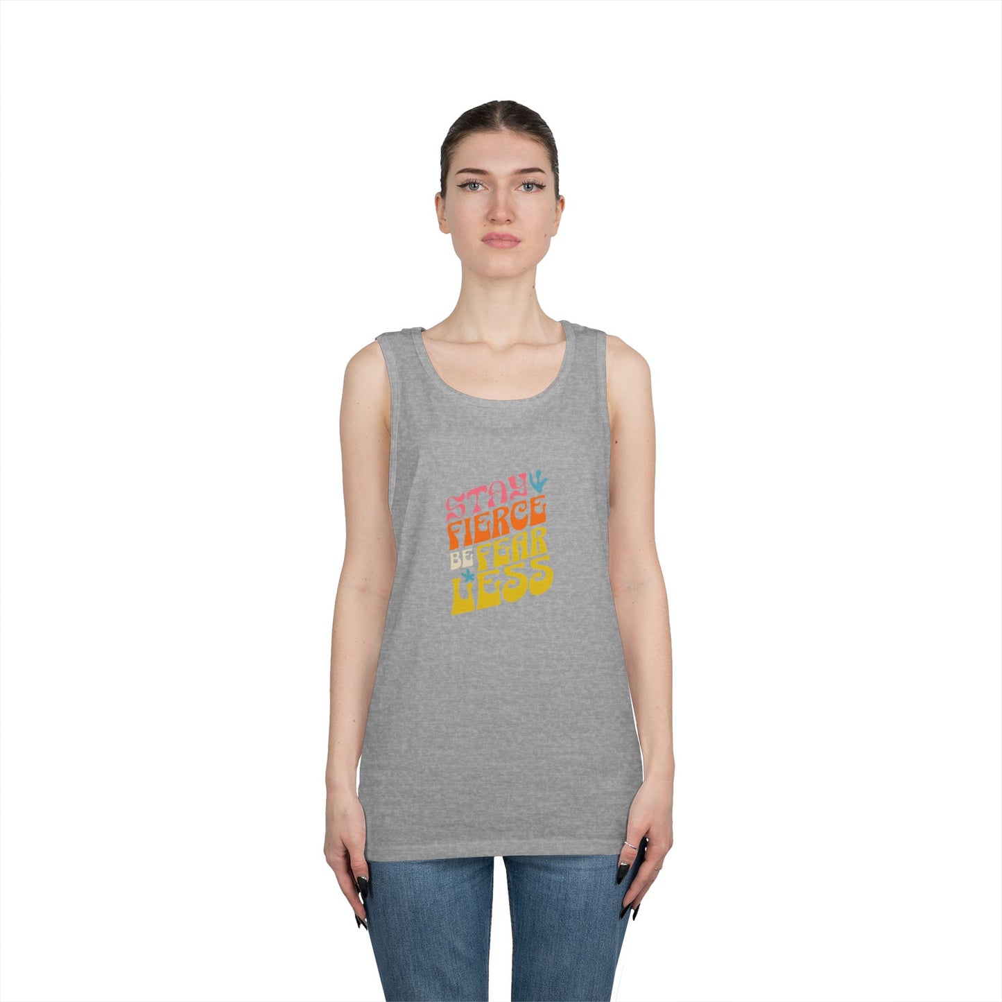 Stay Fierce Unisex Heavy Cotton Tank Top | Motivational Workout Shirt, Summer Wear, Inspirational Gift, Casual Everyday Top, Fitness Apparel
