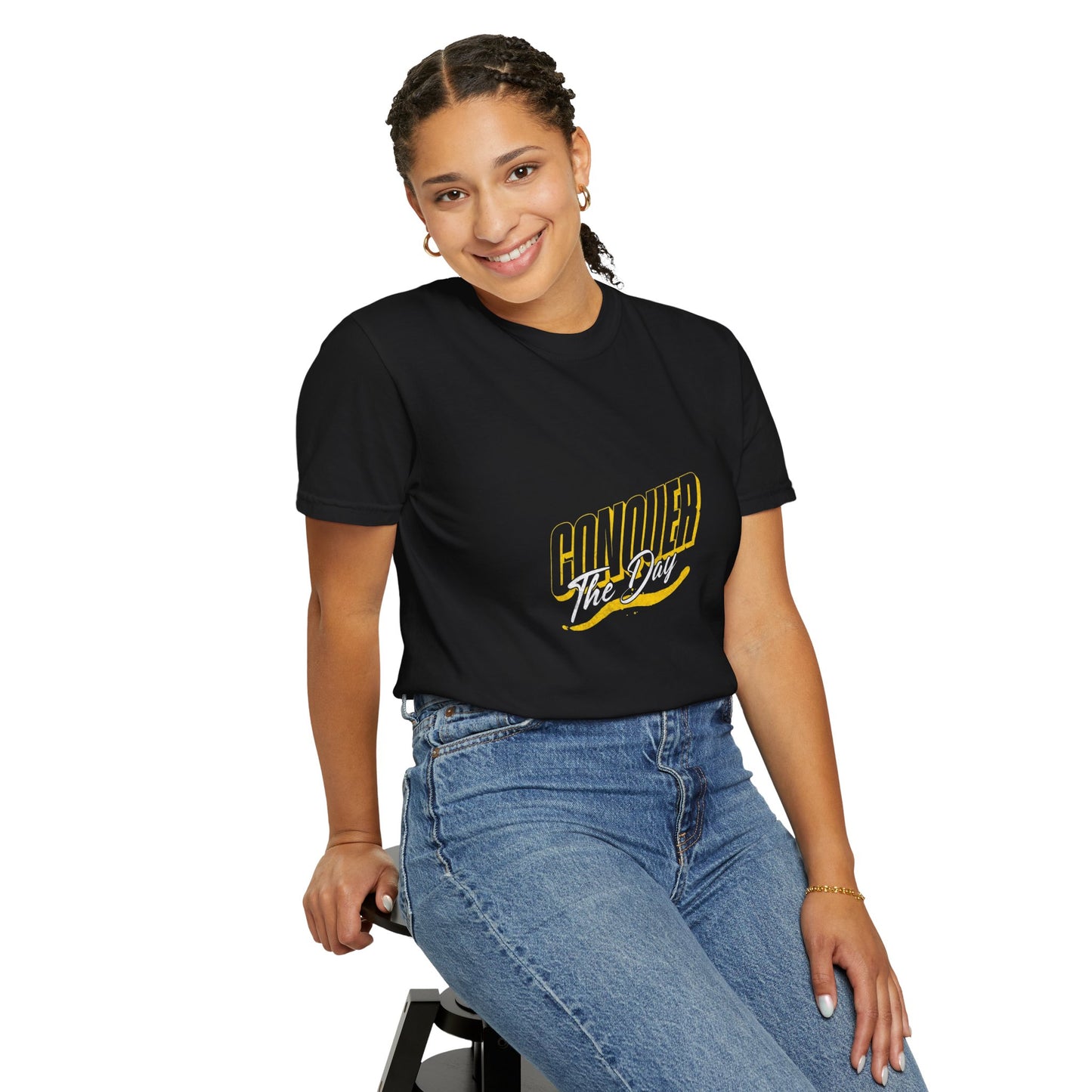 "Conquer the Day" Motivational Unisex Garment-Dyed T-Shirt