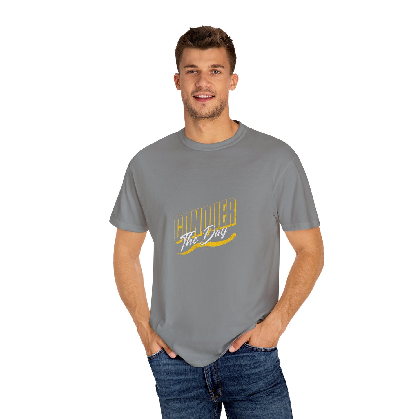 "Conquer the Day" Motivational Unisex Garment-Dyed T-Shirt