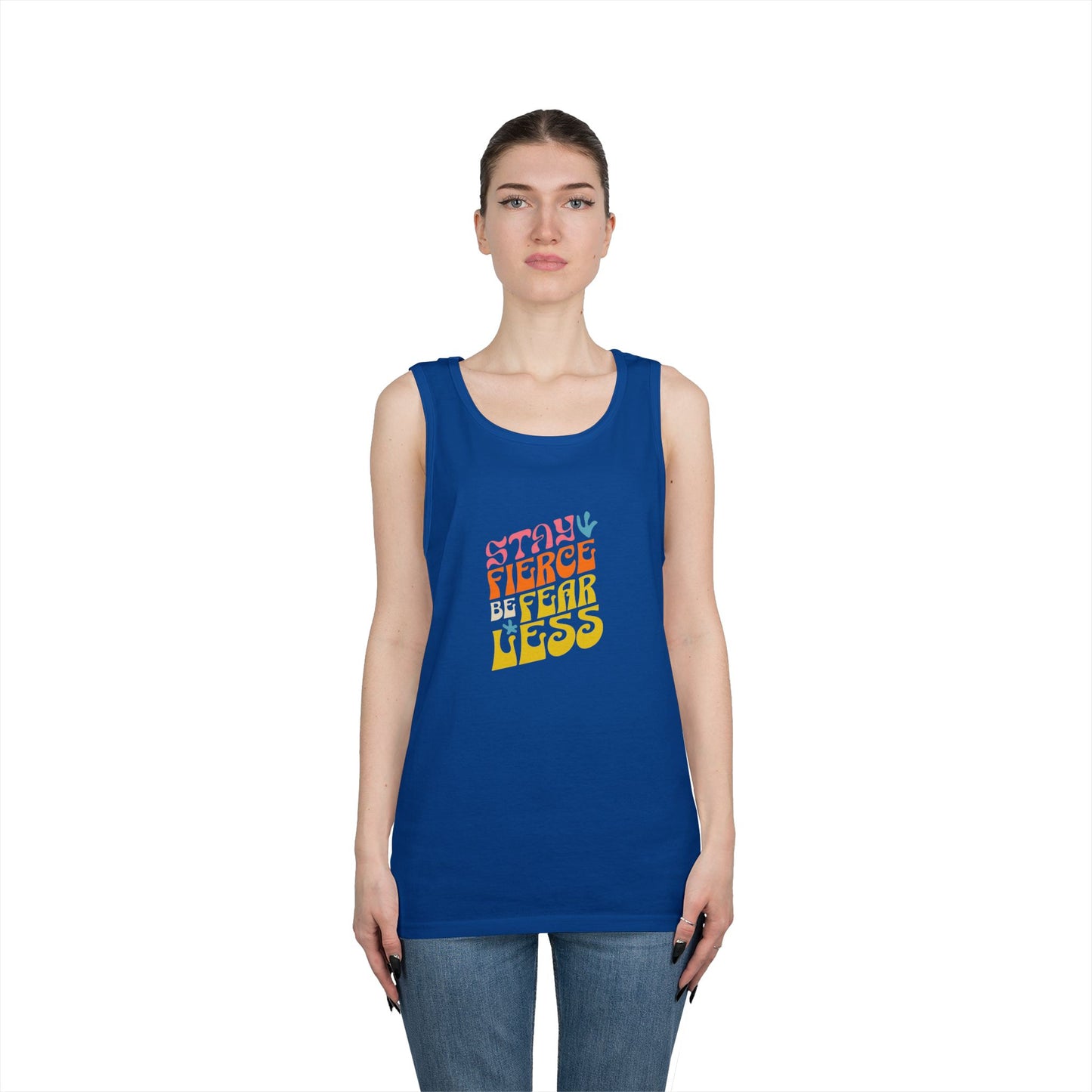 Stay Fierce Unisex Heavy Cotton Tank Top | Motivational Workout Shirt, Summer Wear, Inspirational Gift, Casual Everyday Top, Fitness Apparel