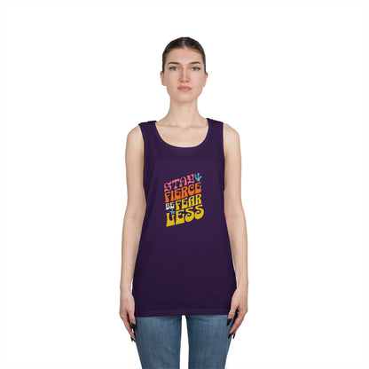 Stay Fierce Unisex Heavy Cotton Tank Top | Motivational Workout Shirt, Summer Wear, Inspirational Gift, Casual Everyday Top, Fitness Apparel