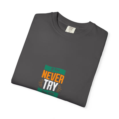 T-Shirt — Vintage-Inspired 'Never' Graphic Tee (Green & Orange)