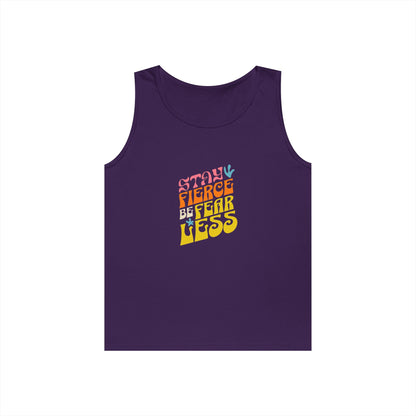 Stay Fierce Unisex Heavy Cotton Tank Top | Motivational Workout Shirt, Summer Wear, Inspirational Gift, Casual Everyday Top, Fitness Apparel