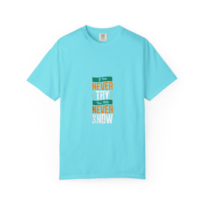 T-Shirt — Vintage-Inspired 'Never' Graphic Tee (Green & Orange)