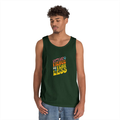 Stay Fierce Unisex Heavy Cotton Tank Top | Motivational Workout Shirt, Summer Wear, Inspirational Gift, Casual Everyday Top, Fitness Apparel