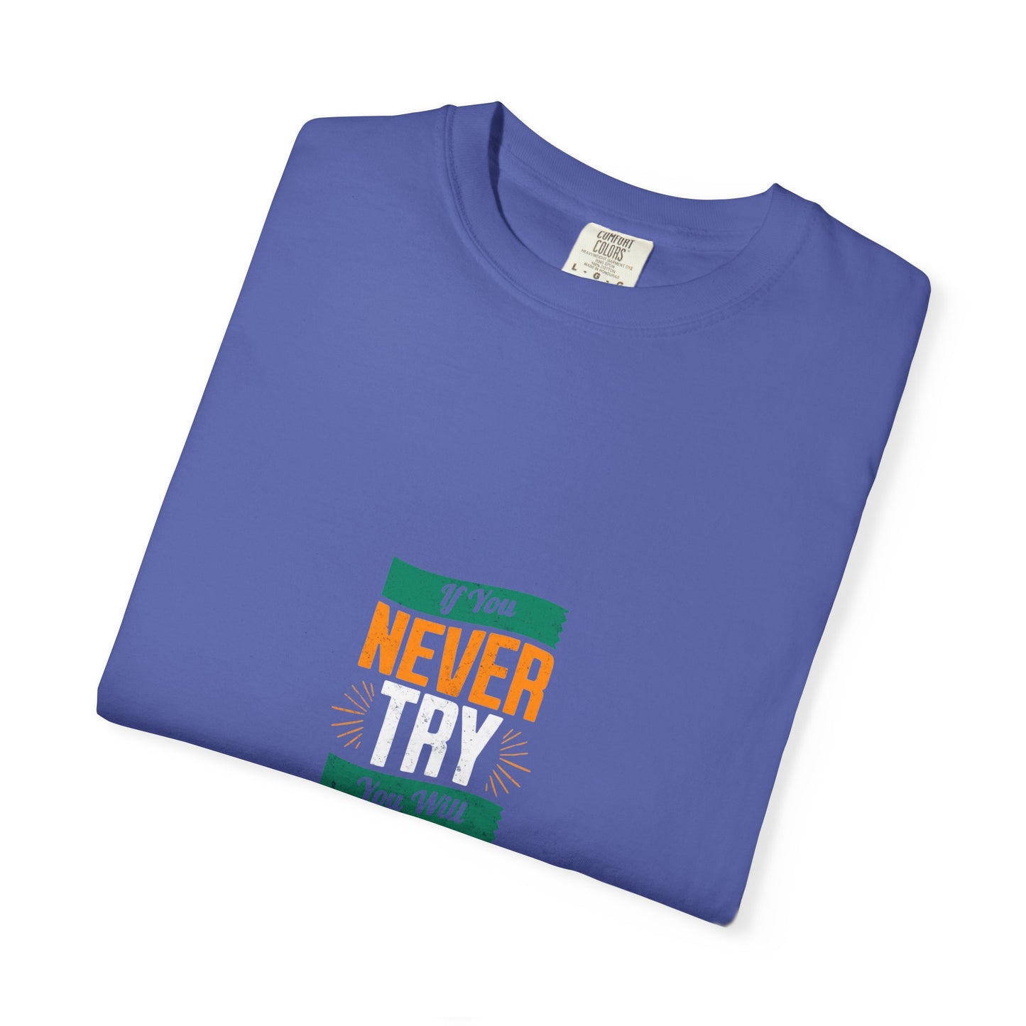 T-Shirt — Vintage-Inspired 'Never' Graphic Tee (Green & Orange)