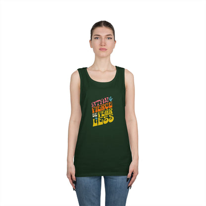 Stay Fierce Unisex Heavy Cotton Tank Top | Motivational Workout Shirt, Summer Wear, Inspirational Gift, Casual Everyday Top, Fitness Apparel