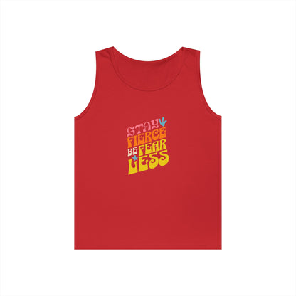 Stay Fierce Unisex Heavy Cotton Tank Top | Motivational Workout Shirt, Summer Wear, Inspirational Gift, Casual Everyday Top, Fitness Apparel