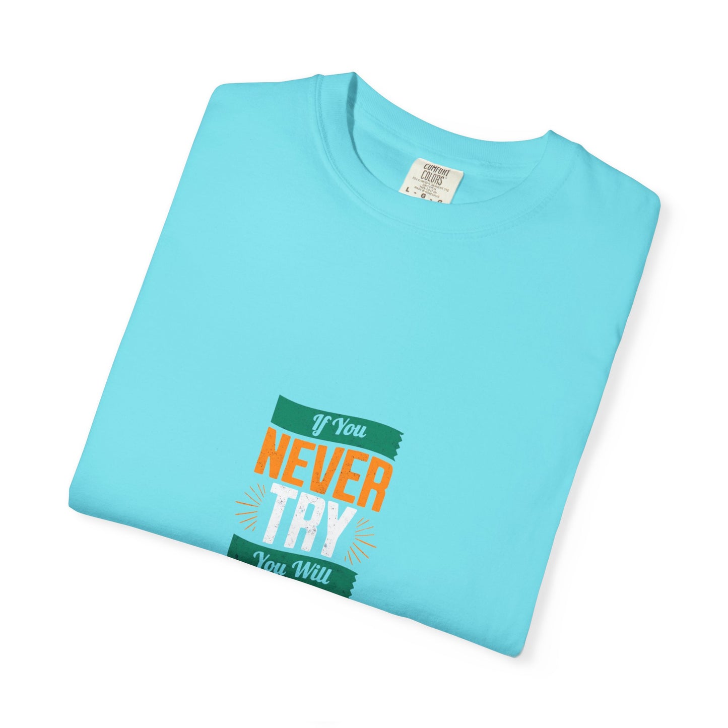 T-Shirt — Vintage-Inspired 'Never' Graphic Tee (Green & Orange)