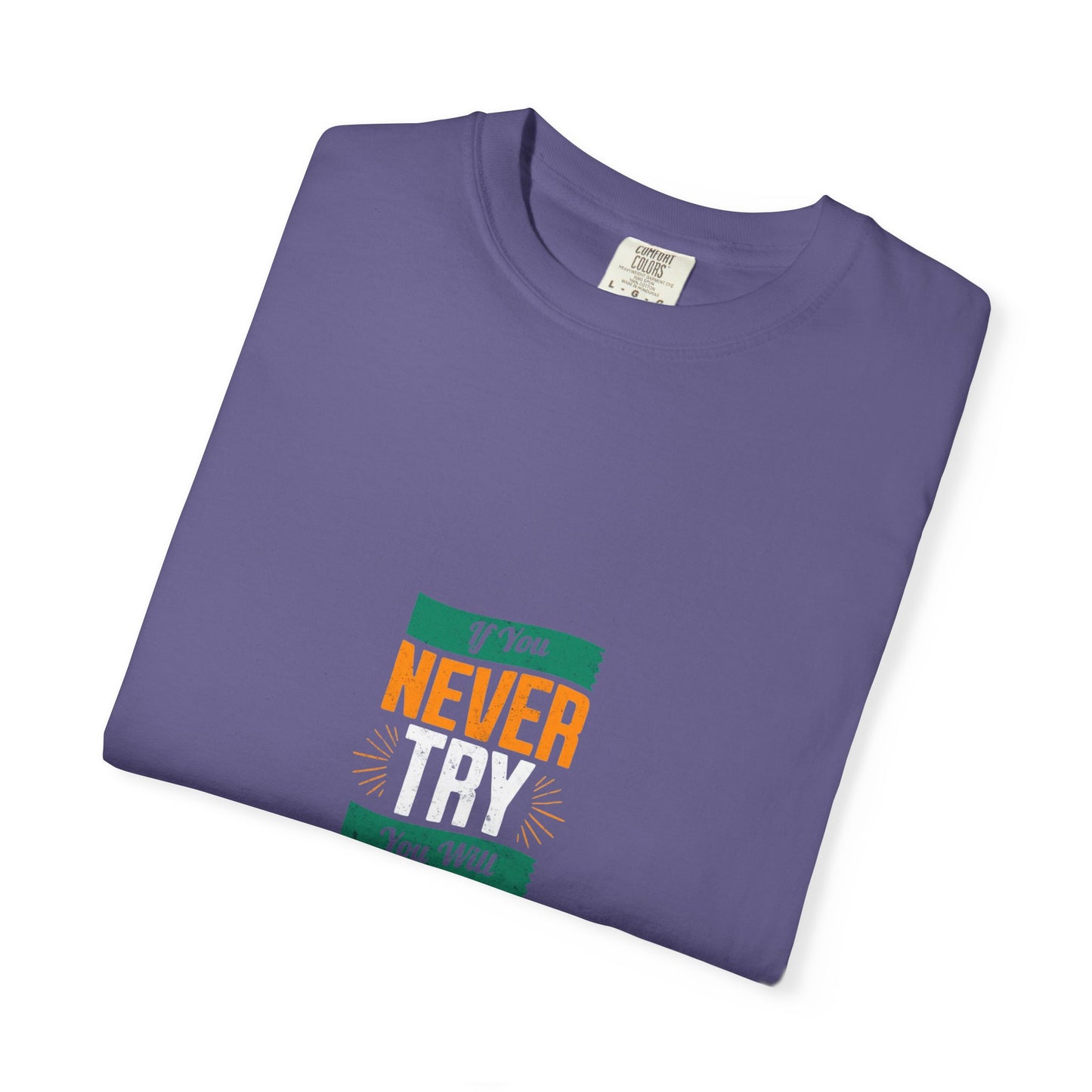 T-Shirt — Vintage-Inspired 'Never' Graphic Tee (Green & Orange)