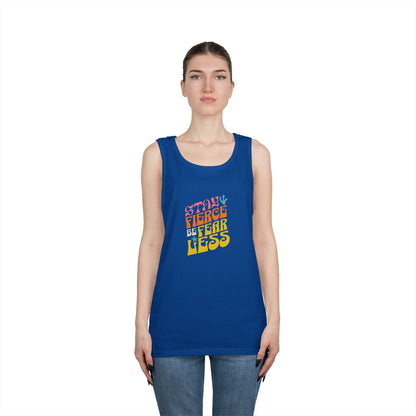 Stay Fierce Unisex Heavy Cotton Tank Top | Motivational Workout Shirt, Summer Wear, Inspirational Gift, Casual Everyday Top, Fitness Apparel